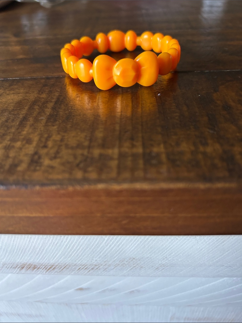 Orange Beaded Stretch Bracelet